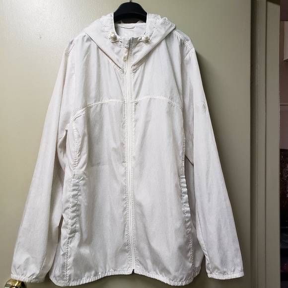 Ladies Off White Light Hooded Shell Jacket With Zipper, Spring/Summer - Picture 1 of 5